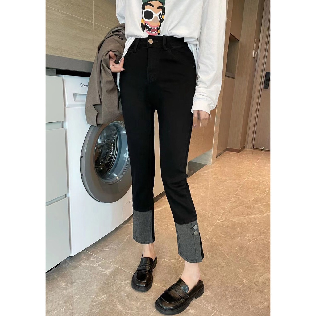 Quần Jean Nữ Lưng Cao Ống Đứng Form Rộng Thời Trang Xuân Thu 2022 Mới