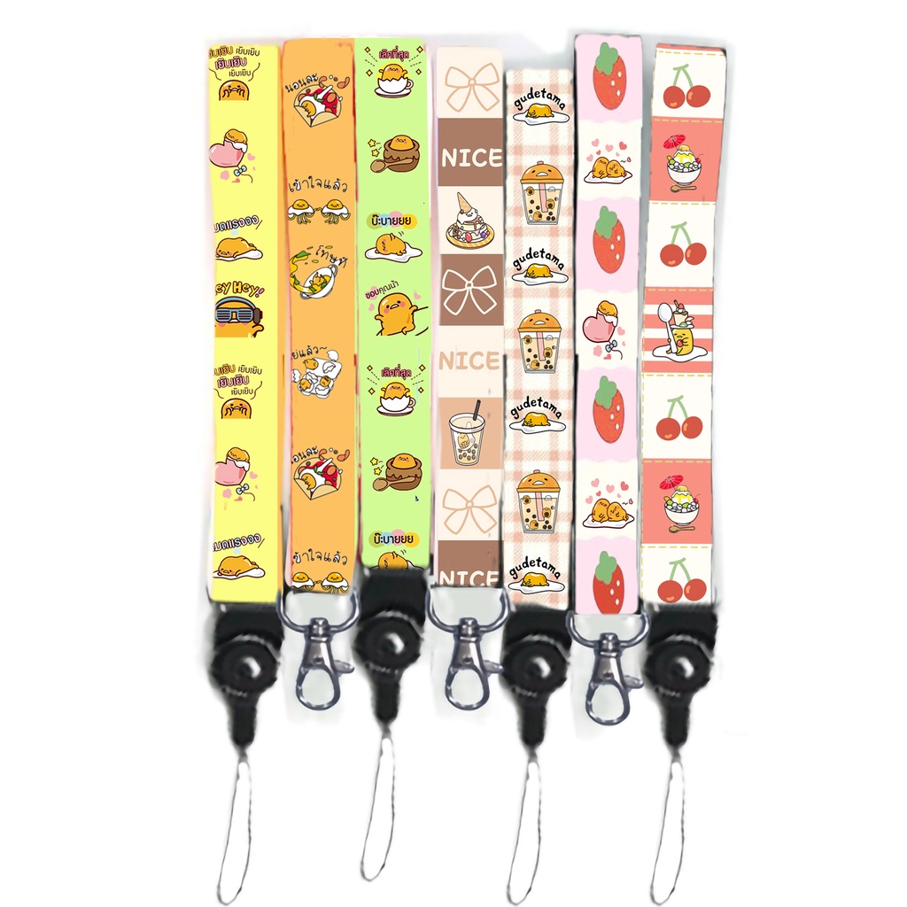 dây strap trứng lười STI33 gudetama hoạt hình dây treo thẻ name tag ngắn cute dễ thương 15cm