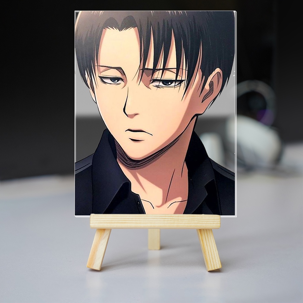 Tranh kính Attack on Titan Anime Manga nhân vật Levi Eren Mikasa trang trí góc học tập giá sách kệ để truyện tranh