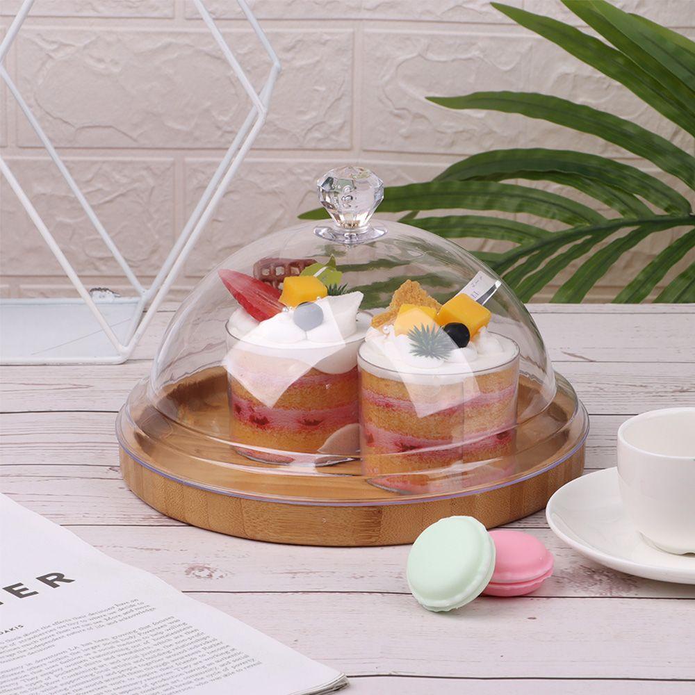 Khay Tròn Bằng Nhựa Cường Lực Có Nắp Đậy Đựng Bánh Mì / Món Tráng Miệng