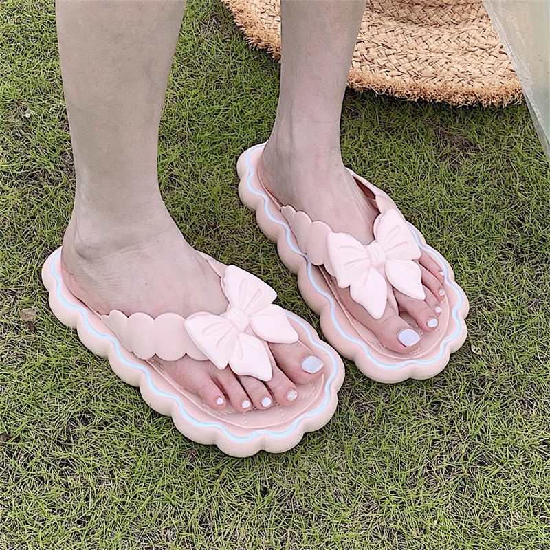 【hất lượng cao】Dép Nữ Đế Mềm Đính Nơ Thời Trang Xinh Xắn