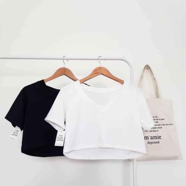 Áo croptop trơn cổ tim nhiều màu