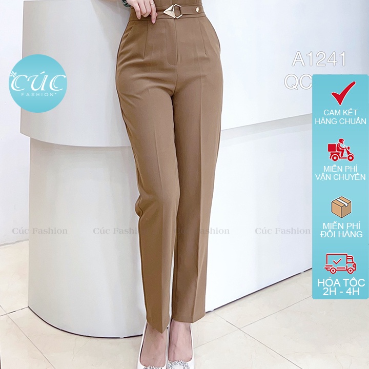 Quần baggy nữ Cúc Fashion begy lưng cạp cao vải tây dài đẹp âu công sở đen đi học khuy quần tam giác nhọ QC5010