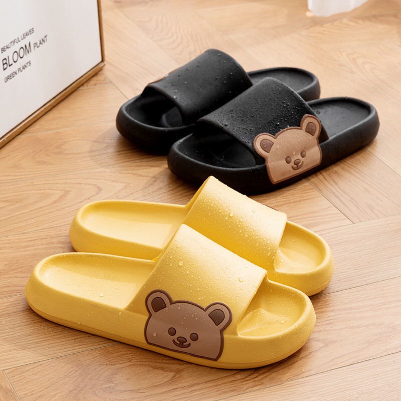 JY373-C3 GẤU NGANG- Dép cao su in hình bé gấu hướng ngoài đế dày 1-2cm