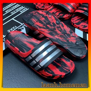 Dép Nam Đúc Quai Ngang Camo ( Hình Thật ) - Đế Loang Đen Đỏ