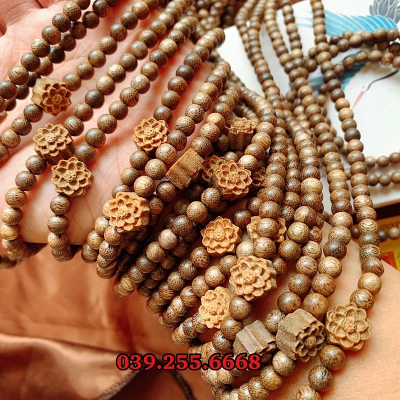 Vòng Trầm mix Hoa Sen 108 hạt giá sỉ
