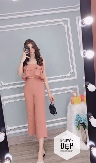 Sét bộ hai dây tầng ren quần ống rộng