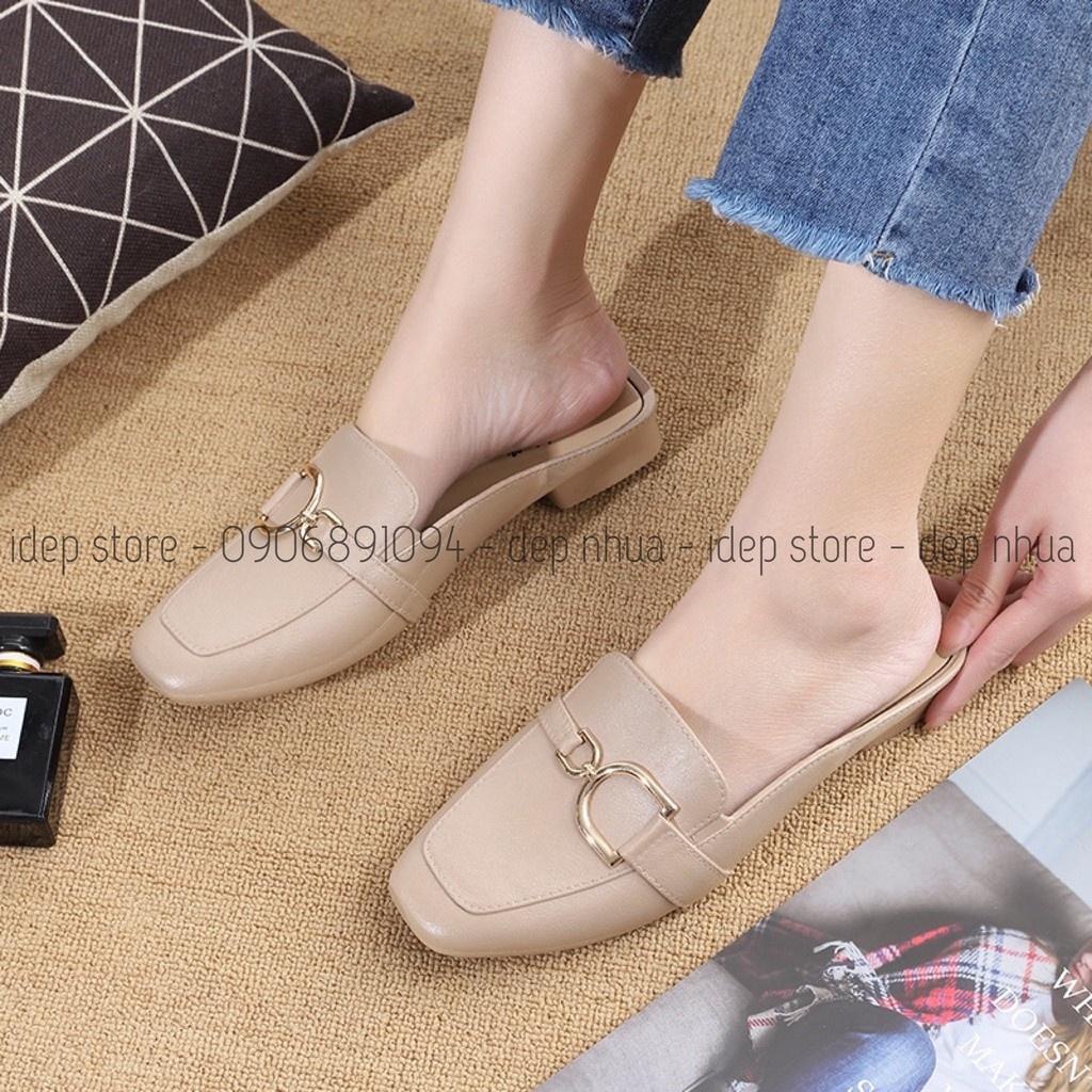 Dép sục lười mules khoá xích công sở chất cao su đi mưa chống trơn iDÉP SL029