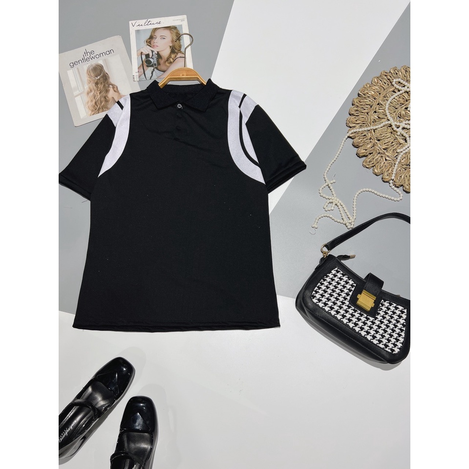 Áo polo nam nữ phối tay trắng form rộng unisex phong cách ulzzang chất cotton Coolz
