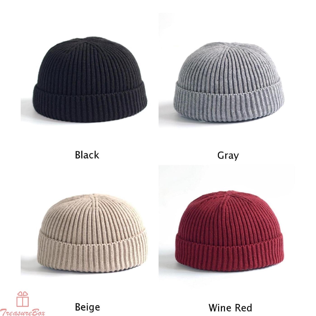 Mũ len dệt kim không viền phong cách thủy thủ cho nam nữ