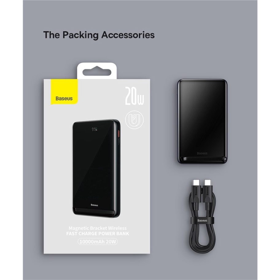 Pin dự phòng tích hợp sạc không dây Baseus Magnetic Bracket - 10000mAh -20W cho iPhone 12 và iPhone 13