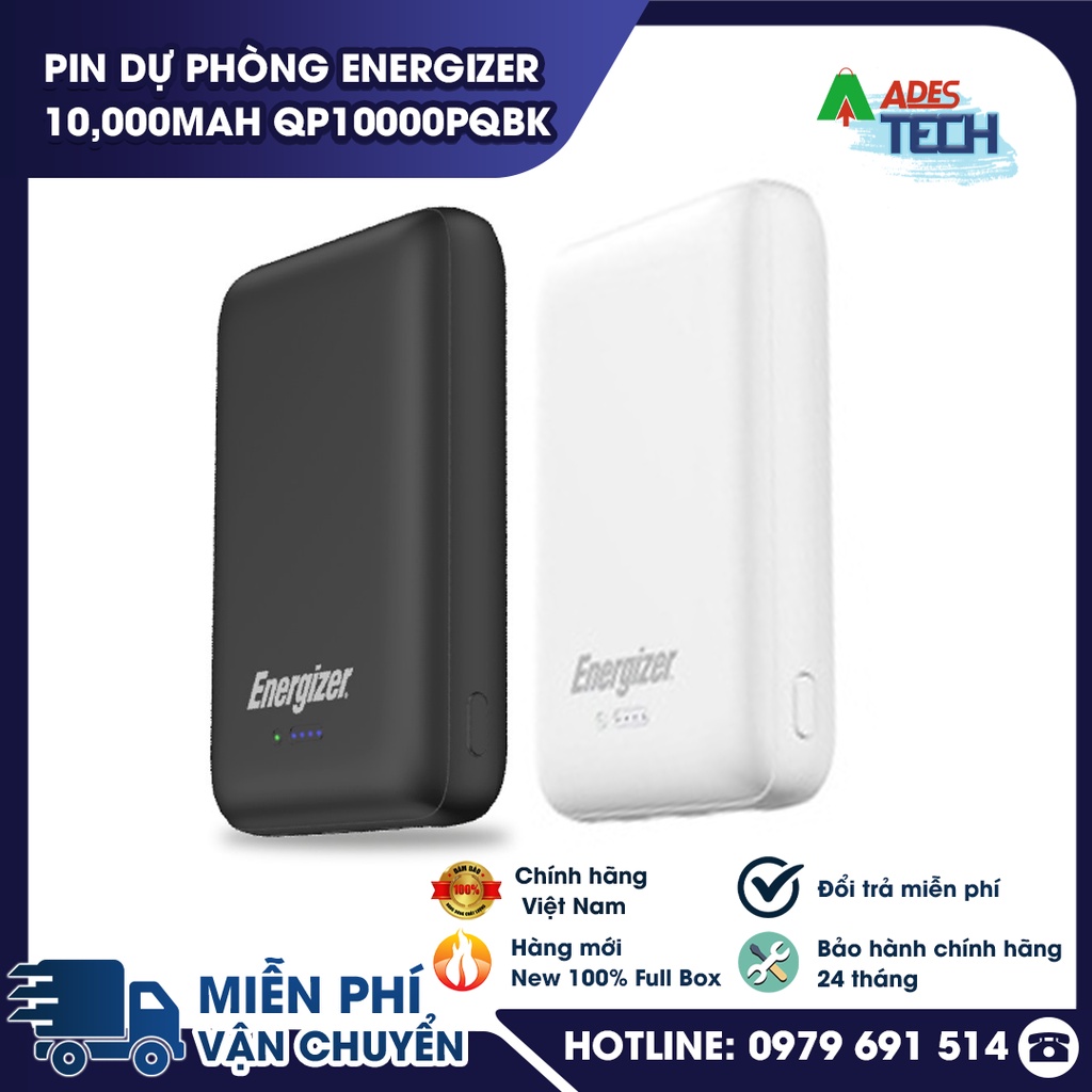 Pin dự phòng Energizer 10,000mAh QP10000PQBK - Tích hợp sạc nhanh đa nền tảng