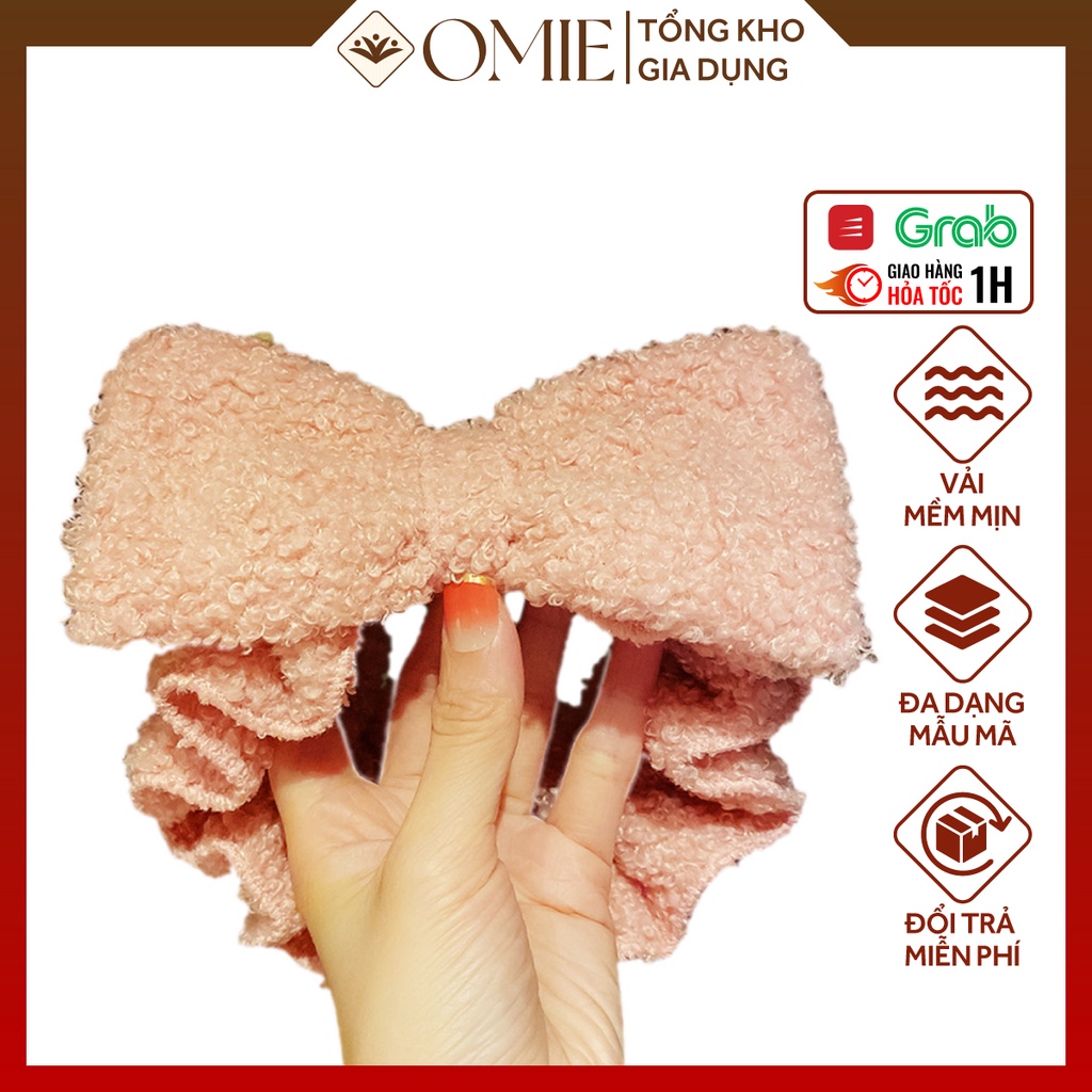 Băng đô rửa mặt cài tóc OMIE bờm cài tóc nhung kiểu dáng tai mèo đơn giản dễ thương