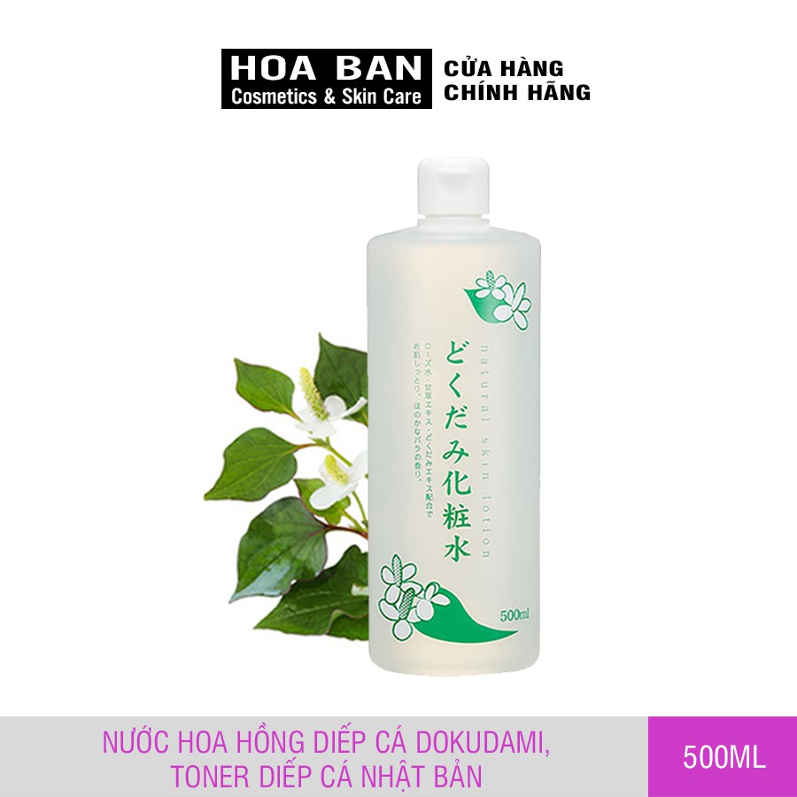 Toner Diếp Cá,Tia Tô Dokudami Natural Skin Lotion 500ml Nước hoa hồng - Hoa Ban Cosmetic