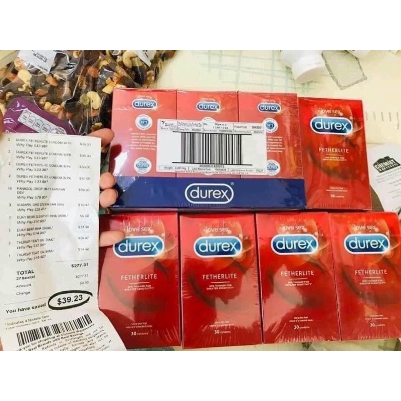 Bao cao su Durex 30 miếng ( hàng nội địa Úc)
