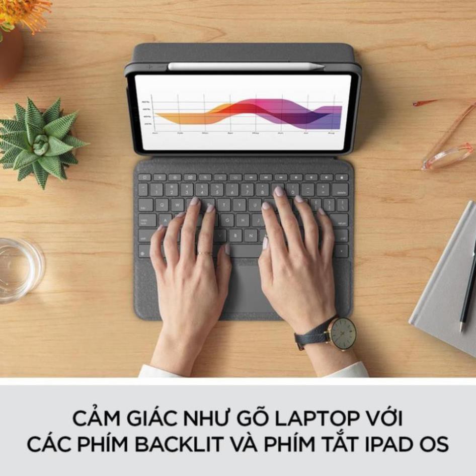 Bao da kèm bàn phím Logitech Folio Touch dành cho iPad Air 4 - Chính hãng