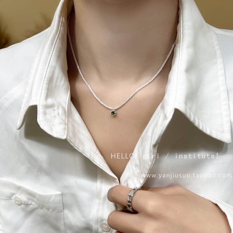 Vòng cổ Bạc Đính Kim Cương Lấp Lánh Thời Trang Hàn Quốc Cho Nữ