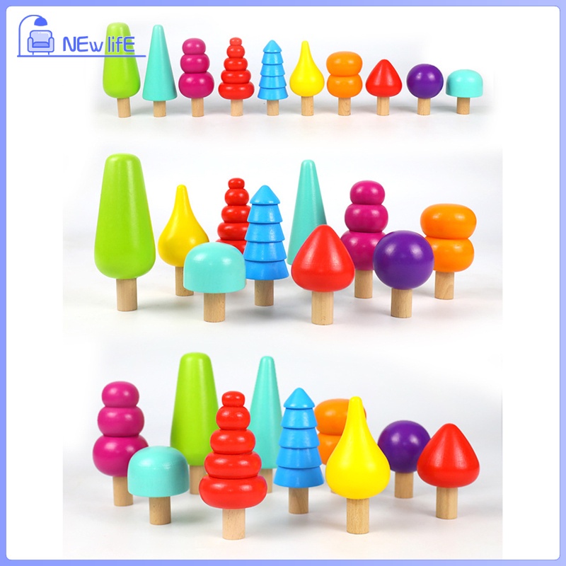 Rainbow Tree Rainbow Stacking Montessori Wooden toys Color Perception for Sensory Education toys Home Indoor or Outdoor Children Boys