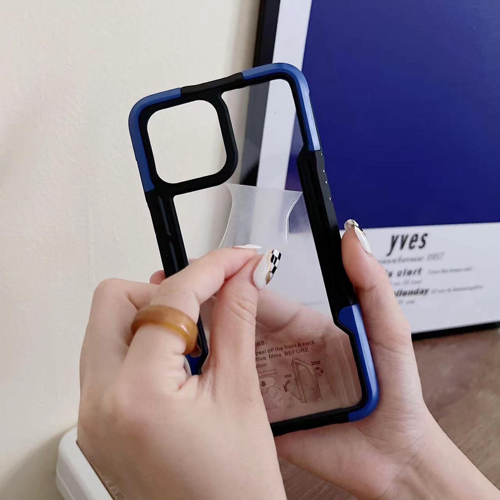 Ốp Điện Thoại Armor Tpu Mềm Trong Suốt Màu Trơn Chống Sốc 3 Trong 1 Cho iPhone 11 12 13 14 Pro XS Max XR 7 8 Plus SE