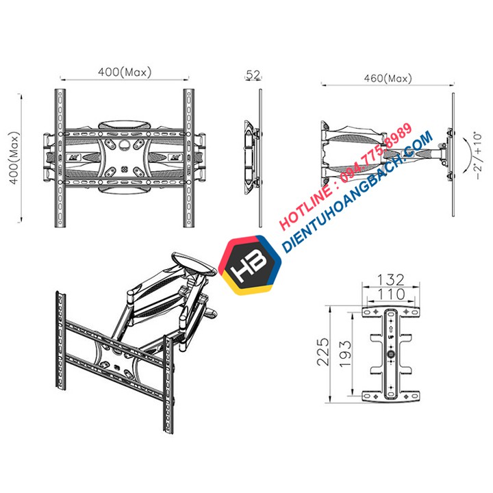 [Chính Hãng] Giá treo tivi đa năng NB P5 32 - 60 inch / 40 - 70 Inch - Giá Treo Tivi Xoay Cơ Động