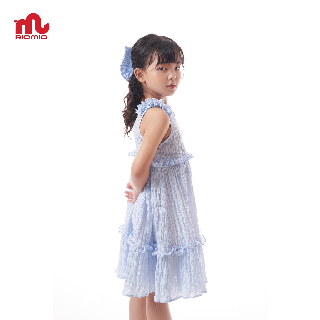 Đầm bé gái RIOMIO váy 2 dây công chúa xinh đẹp cho trẻ em 3,4,5,6,7,8,9,10,11 tuổi 2 màu hồng xanh xếp bèo - RV111