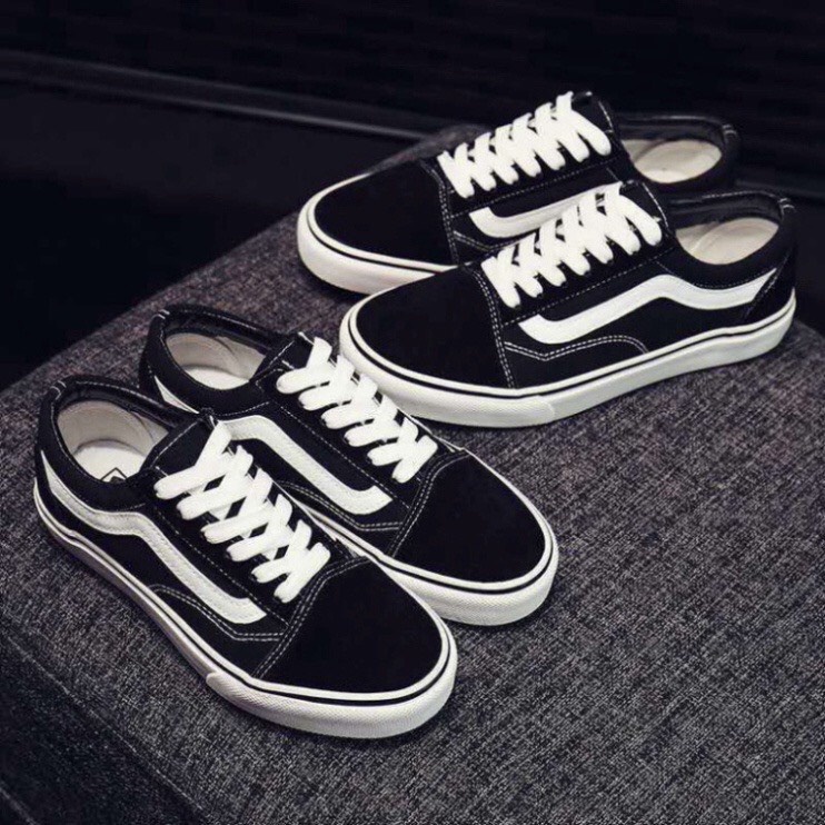 Giày Sneakers thể thao Vans đen trắng nam nữ cổ thấp hàng đẹp