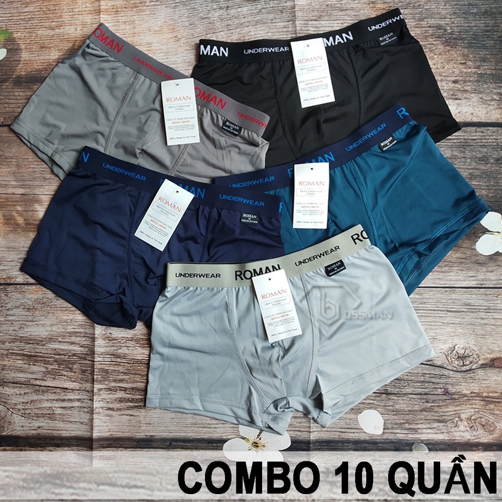Bộ 10 Quần sịp đùi quần boxer nam thun lạnh cao cấp tôn dáng ôm trọn vòng 3 lưng thun mềm mại