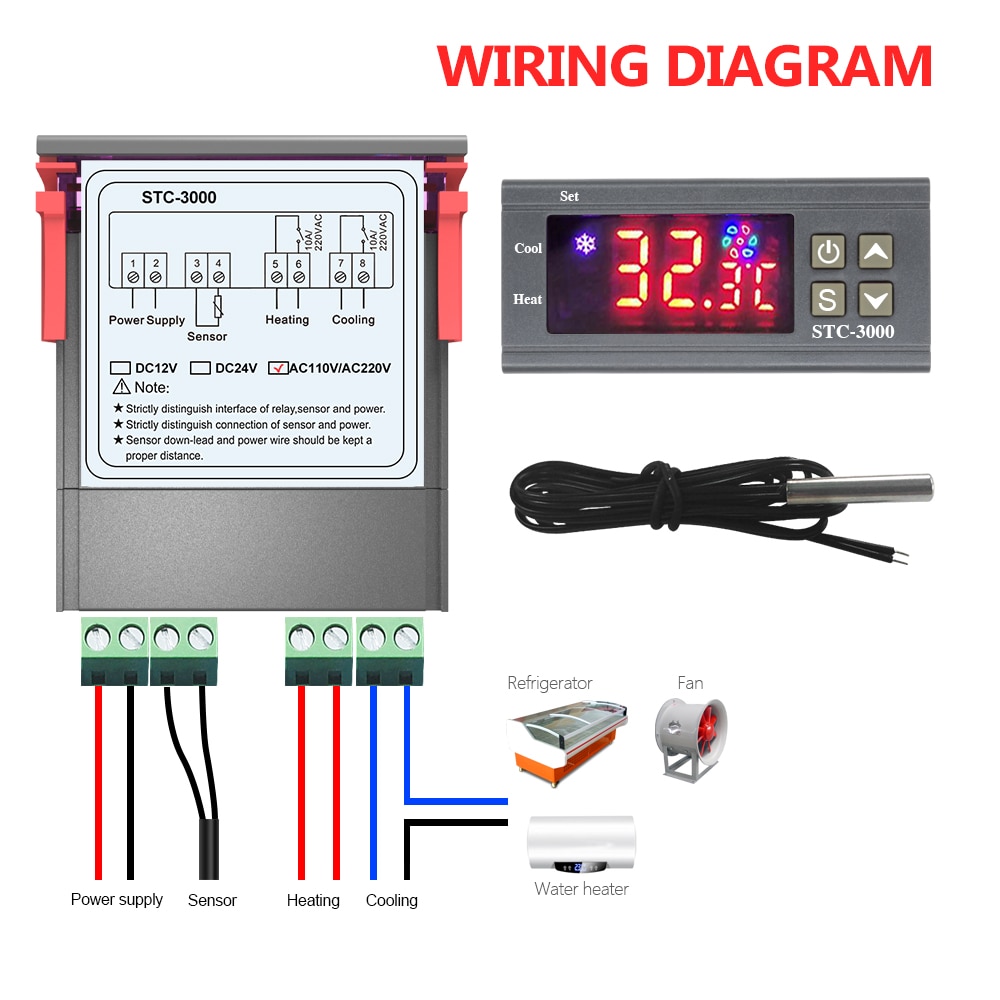 Bộ Điều Khiển Nhiệt Độ STC-1000 STC-3000 STC-3008 STC-3018 LED 12V 24V 110V 220V