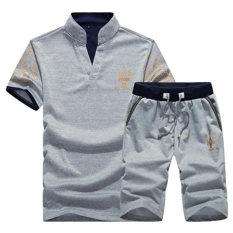 Set Áo Thun Cổ Chữ V + Quần Short Dành Cho Nam Size M-4XL