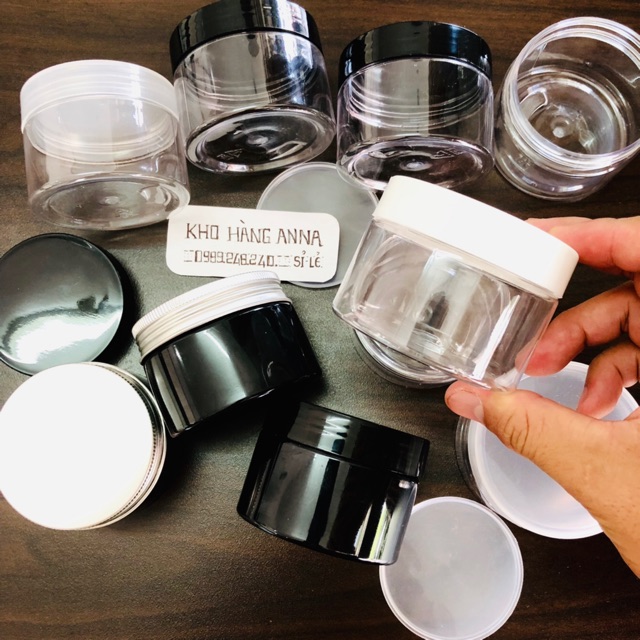 Hủ Nhựa Nâu/ trong suốt có Nắp Lot - Hủ Pet nắp trắng/ Đen / Nhôm 100gr/ 200gr/ 250g/ 300g/ 500g đựng Mỹ phẩm