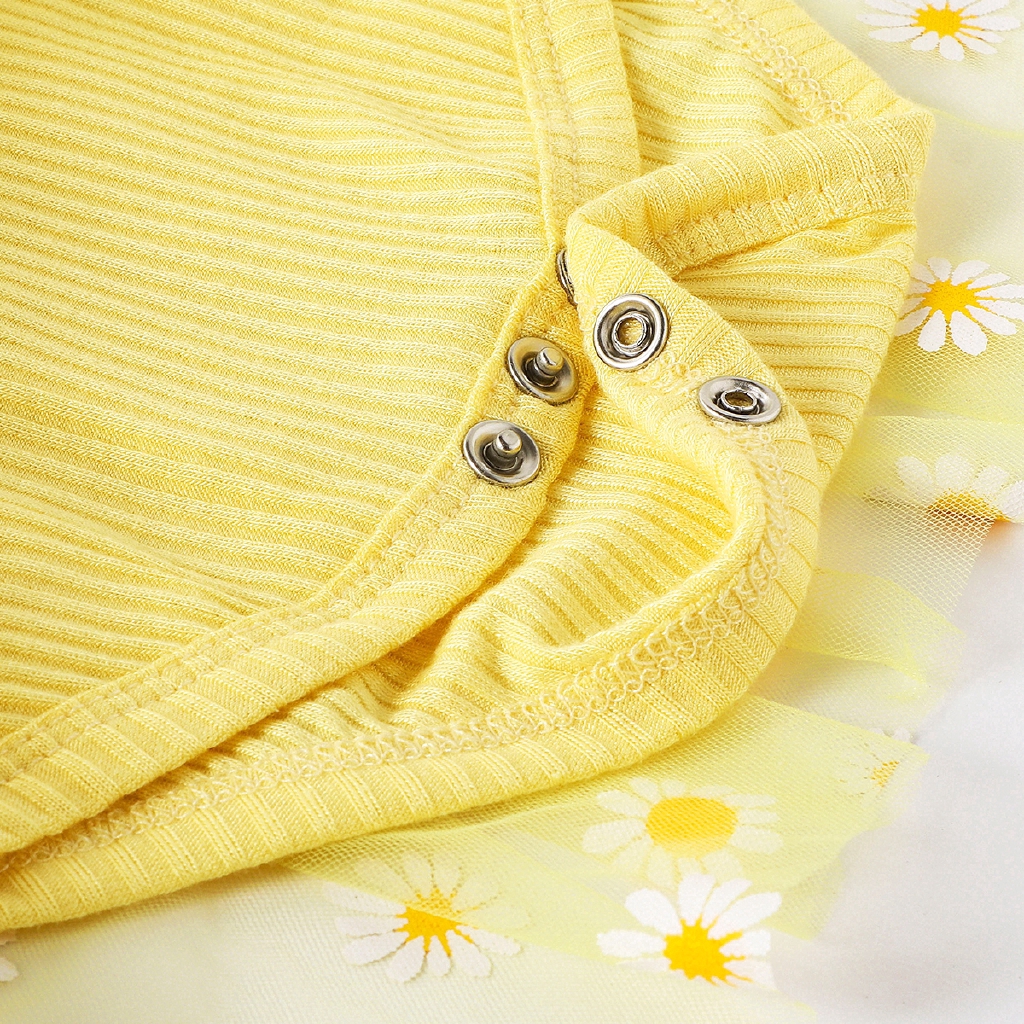 Romper cotton phối lưới hoa cúc thời trang hè đáng yêu dành cho trẻ sơ sinh