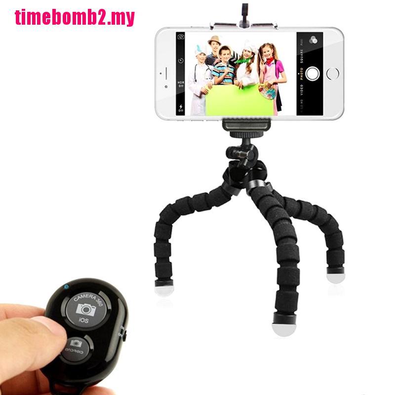 Chân Tripod Mini Linh Hoạt + Giá Đỡ Điện Thoại + Điều Khiển Từ Xa Cho Iphone