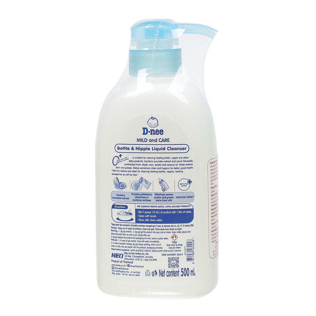 Nước rửa bình sữa và rau củ Dnee 500ml