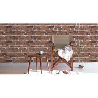 Combo 10m Decal giấy dán tường gạch nâu 3d khổ rộng 45cm