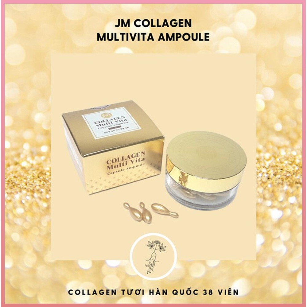 Hộp 38 Viên Collagen Tươi Giúp Căng Mịn, Tươi Trẻ, Ngừa Lão Hóa JM Collagen Multivita Capsule Ampoule