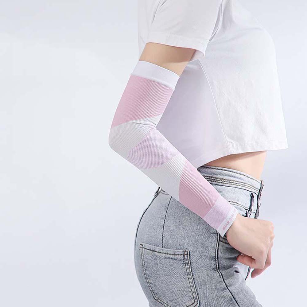 Găng Cánh Tay Thể Thao Bằng Lụa Lạnh Màu Huỳnh Quang Bảo Vệ Cho Nam Và Nữ