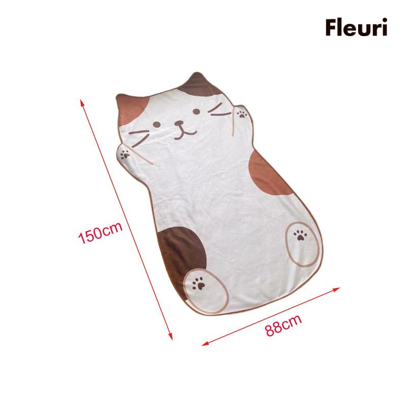 [Fleurir] Chăn Bông Mềm Mại Nhỏ Gọn Họa Tiết Mèo Đáng Yêu Dài 1.5M Dành Cho Bé Vào Mùa