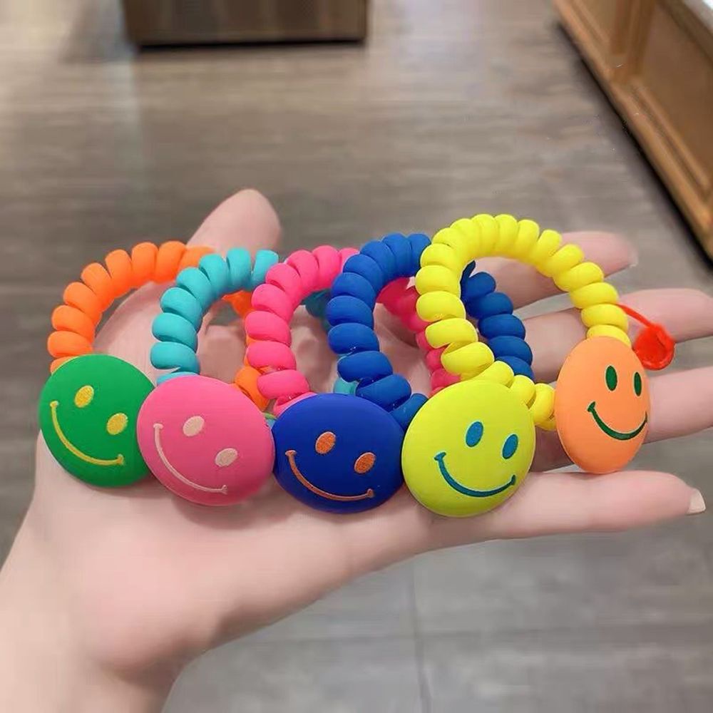 Dây thun cột tóc gắn hình mặt cười nhiều màu kiểu Hàn Quốc sành điệu cho nữ