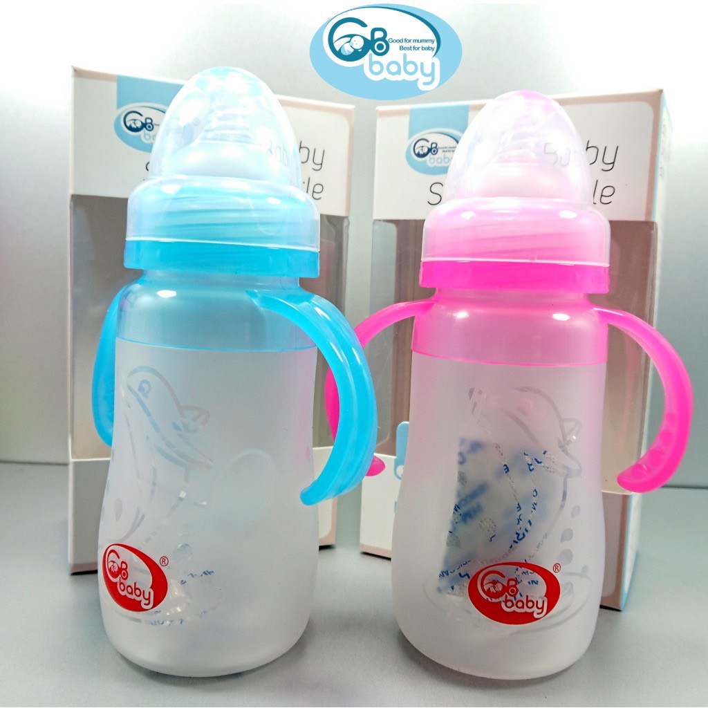 Bình sữa silicon 2 chức năng GB BaBy có quai cầm 150ml và 250ml ( có tặng núm )