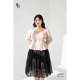 Áo peplem nhún ngực xếp li dưới bigsize - 22ssm52 -