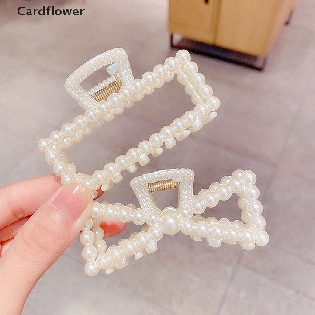 &lt; Cardflower &gt; Kẹp Tóc Móng Vuốt Cỡ Lớn Bằng Acrylic Đính Ngọc Trai Trang Điểm Tạo Kiểu Đa Dạng