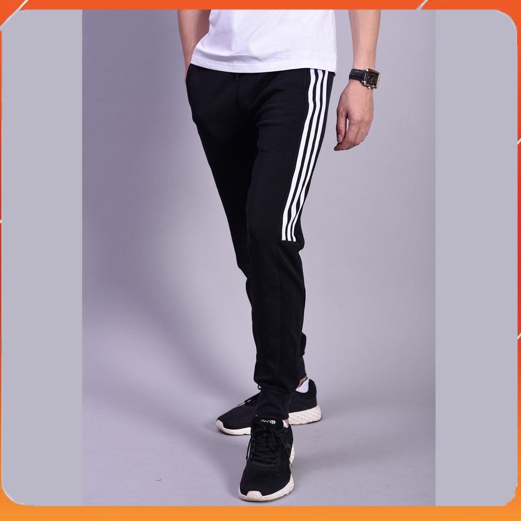 Quần Jogger Nam 3 Sọc Lửng, Ống Bo Chun Phong Cách Thể Thao MT116