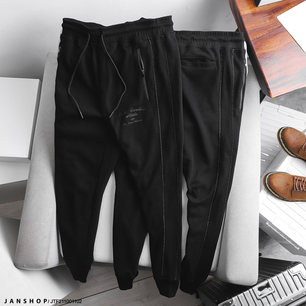 Quần Jogger Đen Fapas Cho Nam Vải Thun Da Cá Phong Cách Streetwear Năng Động