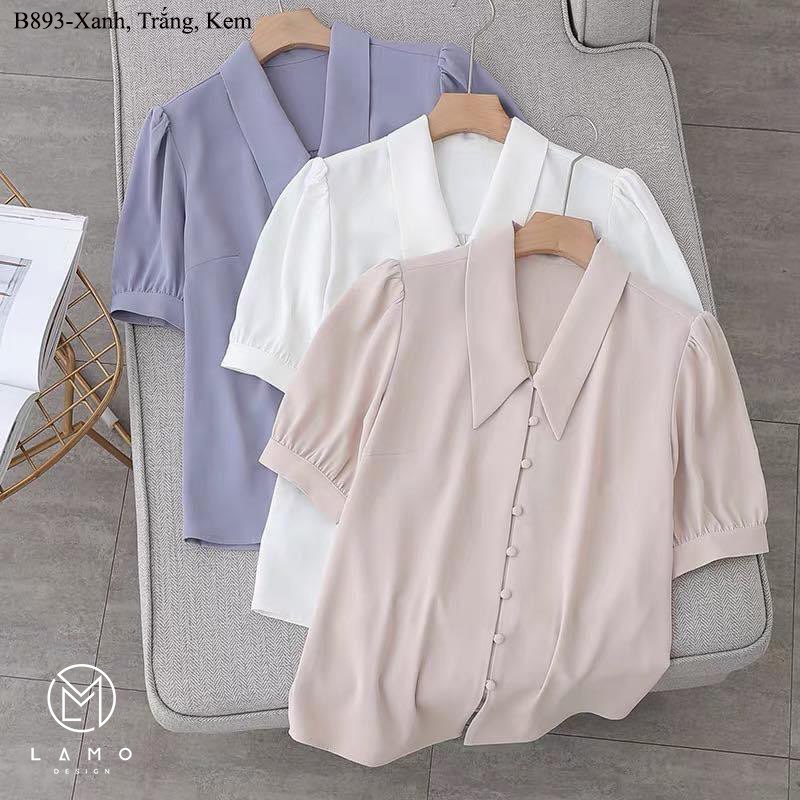 Áo sơ mi nữ nút bọc sơmi công sở đẹp tay ngắn LAMO-B893