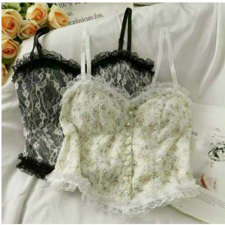 MẪU MỚI*Áo bra ren hoa nhí đính khuy,Áo hai dây mẫu mới BAO ĐẸP LUÔN !(ảnh thật B08