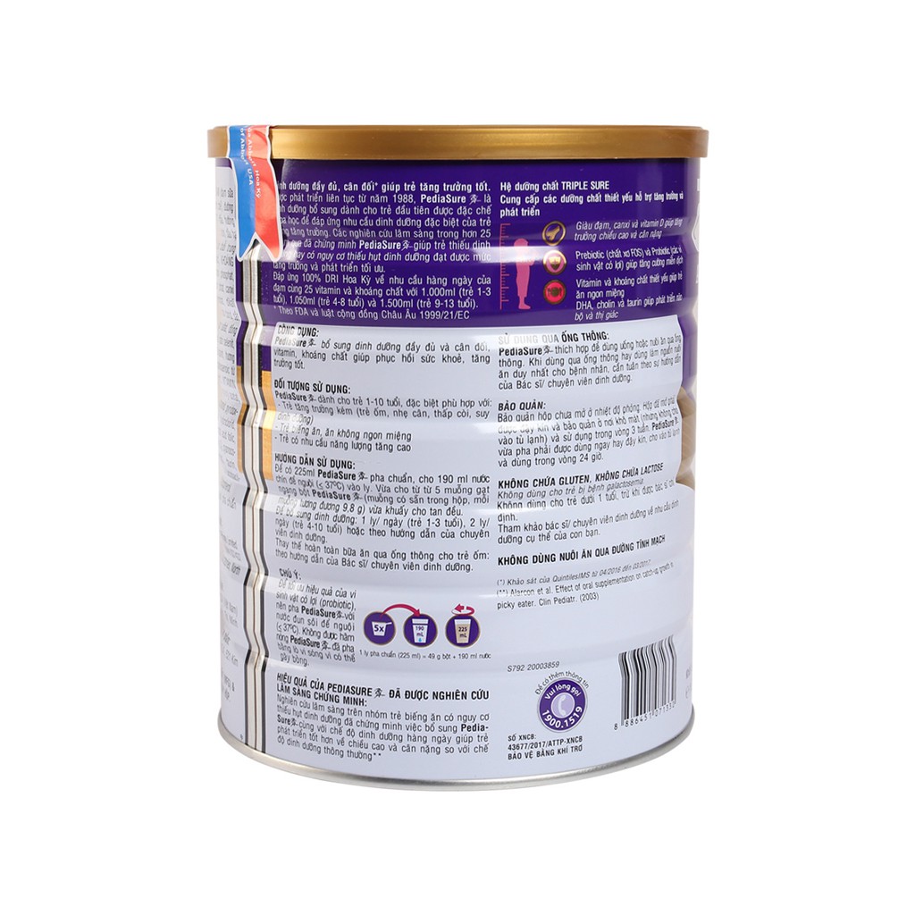Sữa Bột Hương Vani Abbott PediaSure BA 1.6kg
