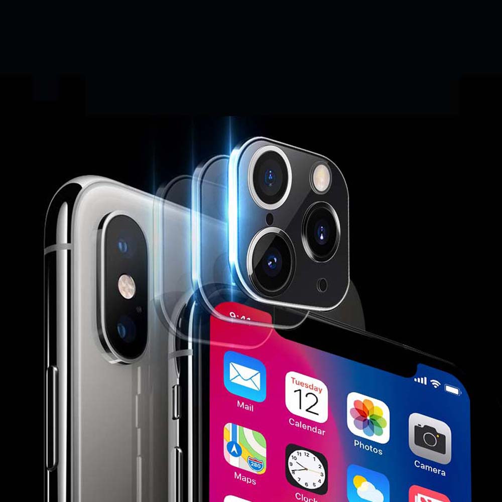 Vỏ ống kính máy ảnh cho iPhone XR For iPhone X/XS Max Camera Lens Sticker Tempered Glass Change to iPhone 11