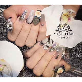 Đá Khối Vuông Màu Neon Đính Móng