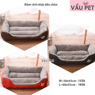 Đệm chữ nhật dấu chân - Đệm cho chó mèo thú cưng - ổ cho chó mèo
