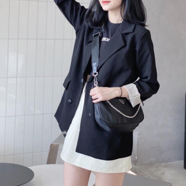 áo blazer trơn nữ 2 lớp có túi nắp - áo vest màu đen ulzzang ( ảnh thật/ có sẵn) | BigBuy360 - bigbuy360.vn
